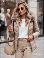 Dámská prošívaná zimní bunda s kapucí béžová Dstreet model 21970304 - FashionStreet