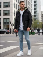 Pánska prechodná bunda s kapucňou čierna FashionStreet TX5133