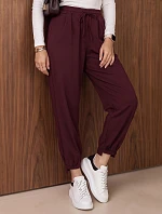 Dámske joggerové nohavice s gumou v páse, bordové, FashionStreet UY3153
