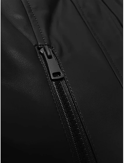 Krátká černá dámská bunda ramoneska se stojáčkem model 19576618 - J.STYLE