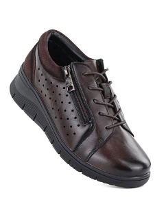 Dámske kožené topánky na podpätku hnedé Vinceza 39977