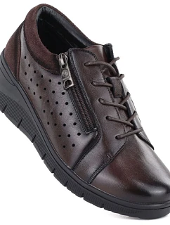 Dámske kožené topánky na podpätku hnedé Vinceza 39977