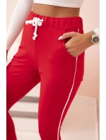 Dámské bavlněné cargo kalhoty s kapsami a řetízkem béžové