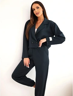 Dámská souprava z viskózy s krátkým a jogger kalhotami modrý model 22366862 - K-Fashion