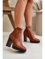 Botki Damskie Ocieplane Na Wysokim Słupku Zapinane Na Zamek Camel Bioria Botki Damskie Ocieplane Na Wysokim Słupku Zapinane Na Zamek Camel Bioria