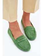 Damskie Zamszowe Mokasyny Zielone Lenvie
