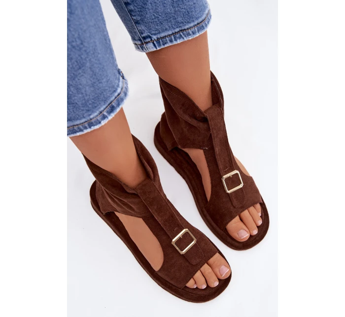 Dámské sandály s páskem čokoládové Coralya