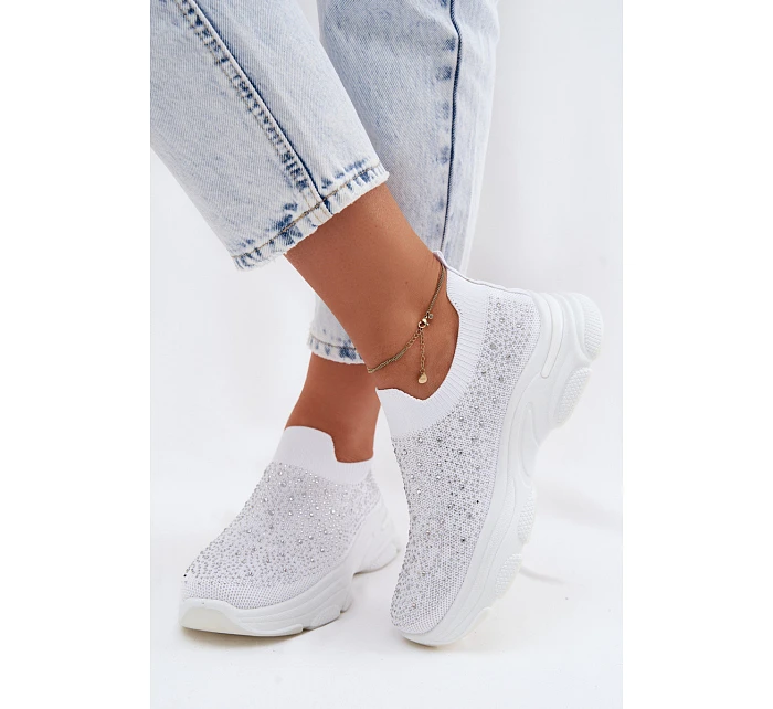 Dámské Sportovní Textilní Baleríny s Dekorací Bílé model 22107408 - Boto