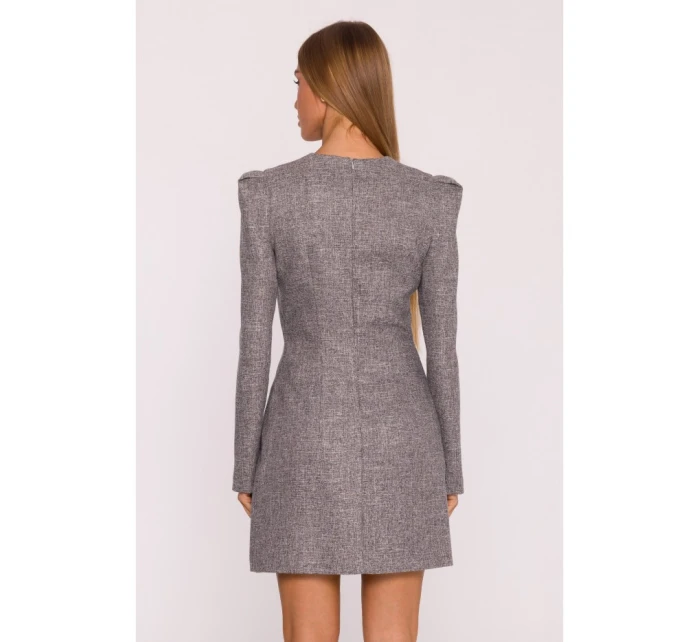 M869 Tvídové šaty s výstrihom do V - grafitové M869 Tvídové šaty s výstrihom do V - grafitové