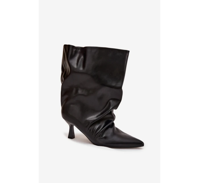 Dámske členkové čižmy na ihlovom podpätku Inarisse - čierne Dámske členkové čižmy na ihlovom podpätku Inarisse - čierne