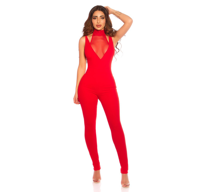 Sexy KouCla Neck Jumpsuit with Mesh