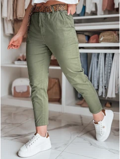 Dámské volnočasové kalhoty s páskem khaki Dstreet model 22174596 - FashionStreet