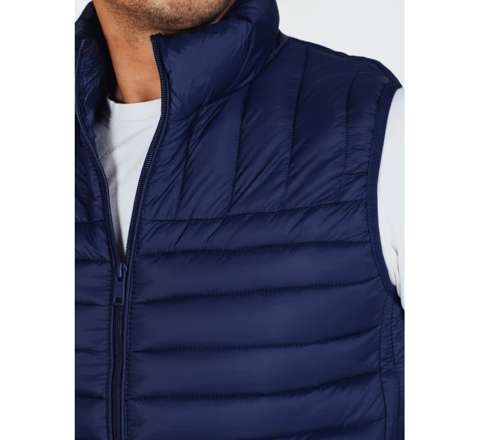 Pánská prošívaná tmavě modrá vesta model 21991576 - Dstreet
