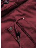 Bavlnená bunda typu parka vo vínovej farbe s kožušinou (xw805x)
