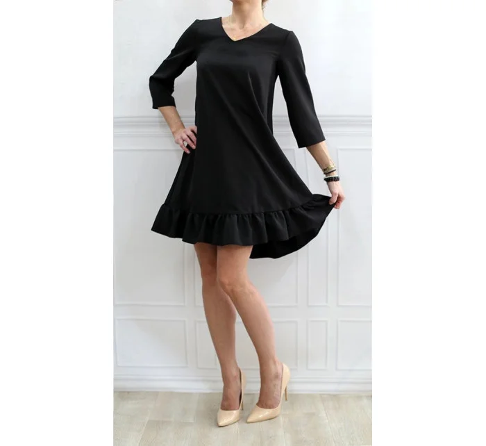 Černé šaty s volánem model 6768864 - INPRESS
