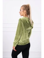 Velurová mikina s kapucí zelená Velurová mikina s kapucí zelená