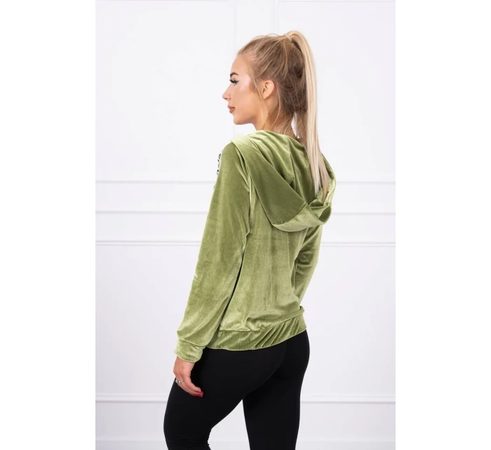 Velurová mikina s kapucí zelená Velurová mikina s kapucí zelená