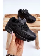 Dziecięce Skórzane Buty Sportowe Na Platformie Czarne Lori