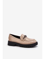 Dámské mokasíny na ploché podrážce béžové model 21649166 - VINCEZA Dámské mokasíny na ploché podrážce béžové model 21649166 - VINCEZA