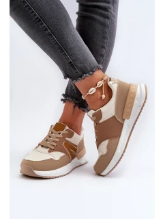 Sneakersy Damskie Z Eko Skóry Brązowe Vinelli