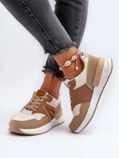 Sneakersy Damskie Z Eko Skóry Brązowe Vinelli