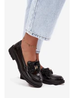 Lakierowane Mokasyny Damskie Z Kokardką S.Barski HY52-319A Czarne