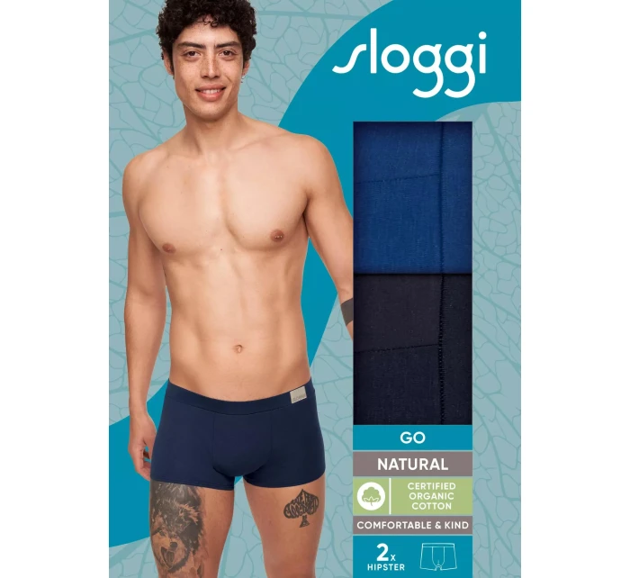 Pánske boxerky GO Natural Hipster C2P - BLUE - modré M008 - SLOGGI