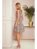 VICTORIA - Dámske trapézové šaty s farebným vzorom 296-1