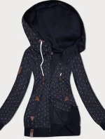 Dámska mikina bez zipsu s rebrovanými manžetami, tmavomodrá (2306)