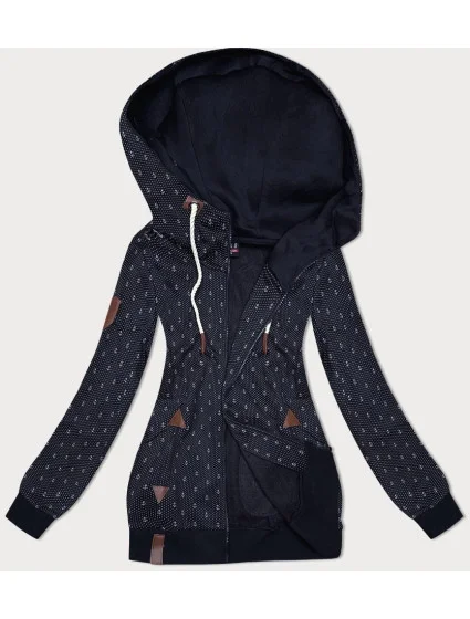 Tmavě modrá dámská rozepínací mikina se stahovacími lemy model 21310442 - 6&8 Fashion Tmavě modrá dámská rozepínací mikina se stahovacími lemy model 21310442 - 6&8 Fashion