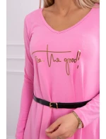 Šaty s ozdobným pásikom a nápisom light pink Šaty s ozdobným pásikom a nápisom light pink