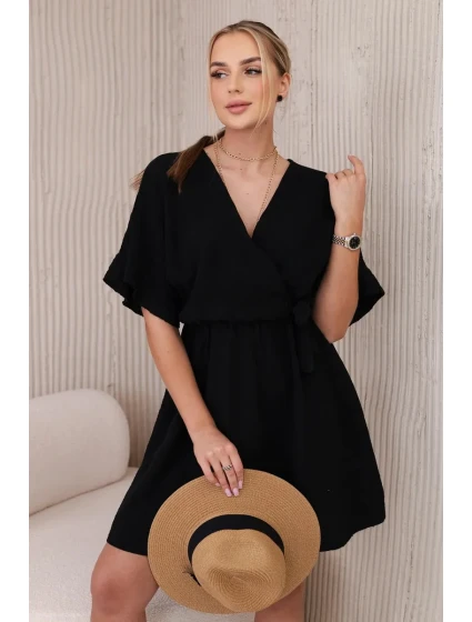 Mušelínové šaty s pasem černý