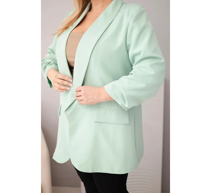 Dámská plus size elegantní sako mátová