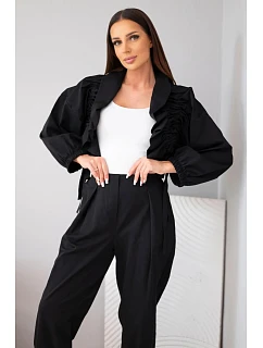 Dámský bavlněný komplet s model 22294794 mikinou a kalhotami černý - K-Fashion