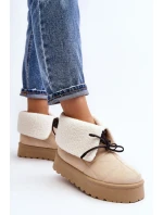 Śniegowce Na Platformie Z Kożuchem Jasnobeżowe Olimuka Śniegowce Na Platformie Z Kożuchem Jasnobeżowe Olimuka