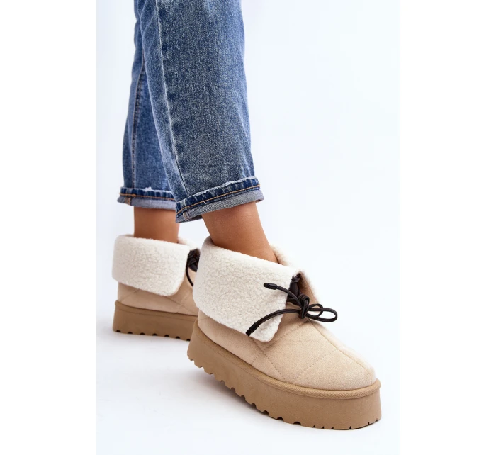 Śniegowce Na Platformie Z Kożuchem Jasnobeżowe Olimuka Śniegowce Na Platformie Z Kożuchem Jasnobeżowe Olimuka