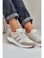 Dámské kožené tenisky na platformě béžové model 21685462 - EVENTO