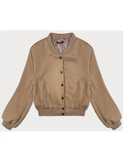 Tmavobéžová krátka dámska bunda bomber (234003) Tmavobéžová krátka dámska bunda bomber (234003)