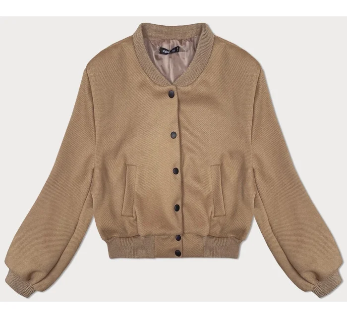 Tmavobéžová krátka dámska bunda bomber (234003) Tmavobéžová krátka dámska bunda bomber (234003)