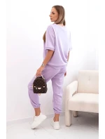 Dámsky viskózový set s krátkym rukávom a nohavicami svetlo fialový
