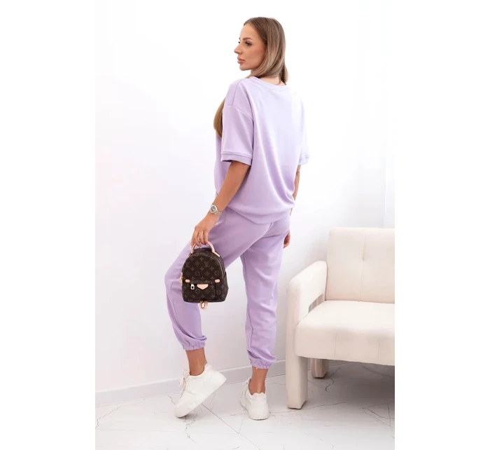 Dámsky viskózový set s krátkym rukávom a nohavicami svetlo fialový
