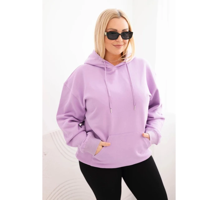 Dámska bavlnená mikina s kapucňou a klokankou Plus Size Purple Dámska bavlnená mikina s kapucňou a klokankou Plus Size Purple