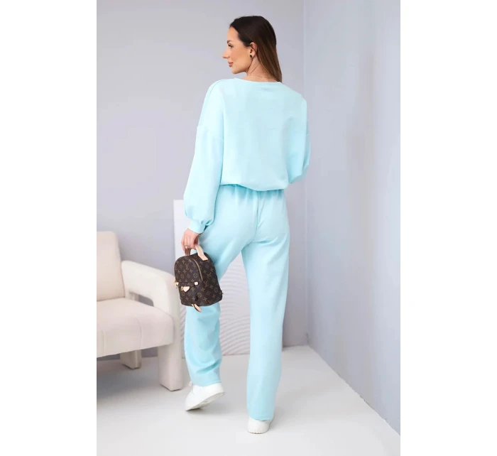 Dámsky set maslová mikina s brošňou a nohavice s rovnými nohavicami lemon