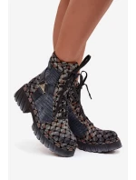 Skórzane Botki Workery Damskie Maciejka 07072-03 Multikolor