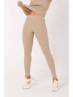 M734 Rebrované pletené legíny - béžové