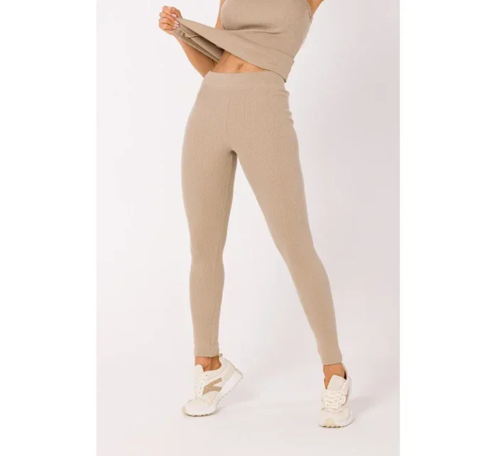 M734 Rebrované pletené legíny - béžové M734 Rebrované pletené legíny - béžové