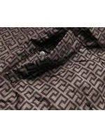 Tmavo modro-hnedá obojstranná dámska bunda parka (XW581BIGX)