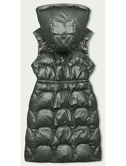 Vypasovaná vesta v khaki barvě s kapucí model 18846328 - S'WEST Vypasovaná vesta v khaki barvě s kapucí model 18846328 - S'WEST