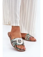 Płaskie Klapki Damskie Z Ozdobną Klamrą Multikolor Clariola Płaskie Klapki Damskie Z Ozdobną Klamrą Multikolor Clariola