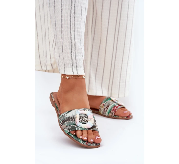 Płaskie Klapki Damskie Z Ozdobną Klamrą Multikolor Clariola Płaskie Klapki Damskie Z Ozdobną Klamrą Multikolor Clariola